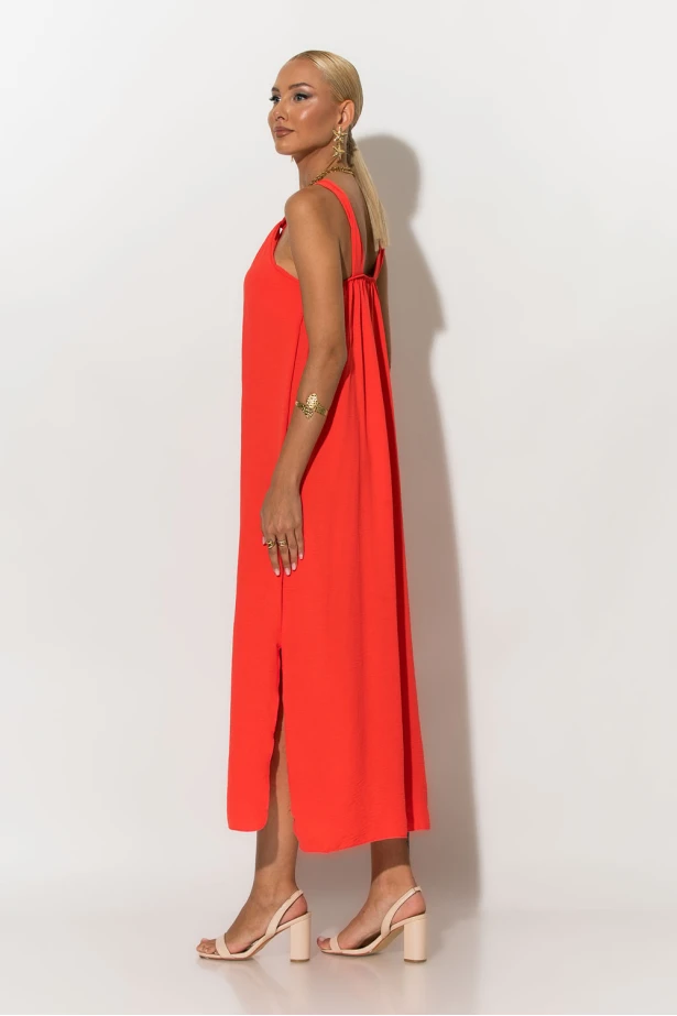 Μίντι φόρεμα knot halter neck πορτοκαλί Μίντι φόρεμα knot halter neck πορτοκαλί
