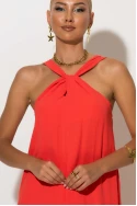 Μίντι φόρεμα knot halter neck πορτοκαλί Μίντι φόρεμα knot halter neck πορτοκαλί