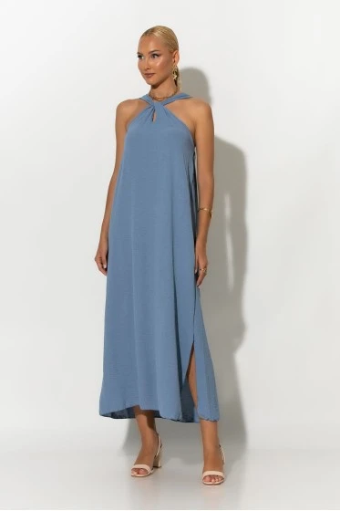 Μίντι φόρεμα knot halter neck γκρισιέλ