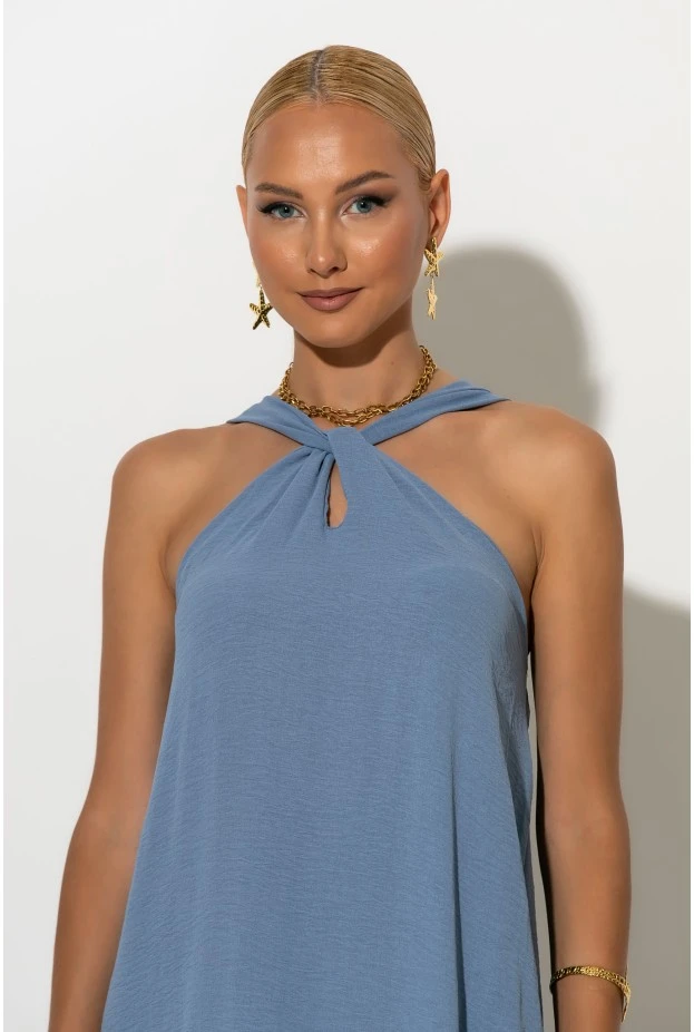 Μίντι φόρεμα knot halter neck γκρισιέλ