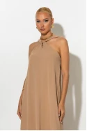 Μίντι φόρεμα knot halter neck μπεζ σκούρο 