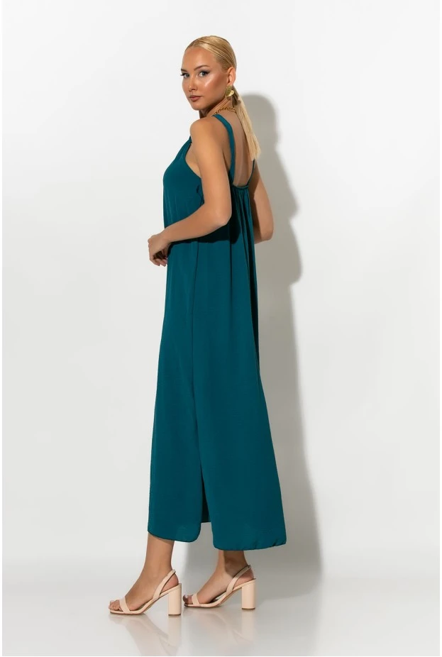 Μίντι φόρεμα knot halter neck πετρόλ