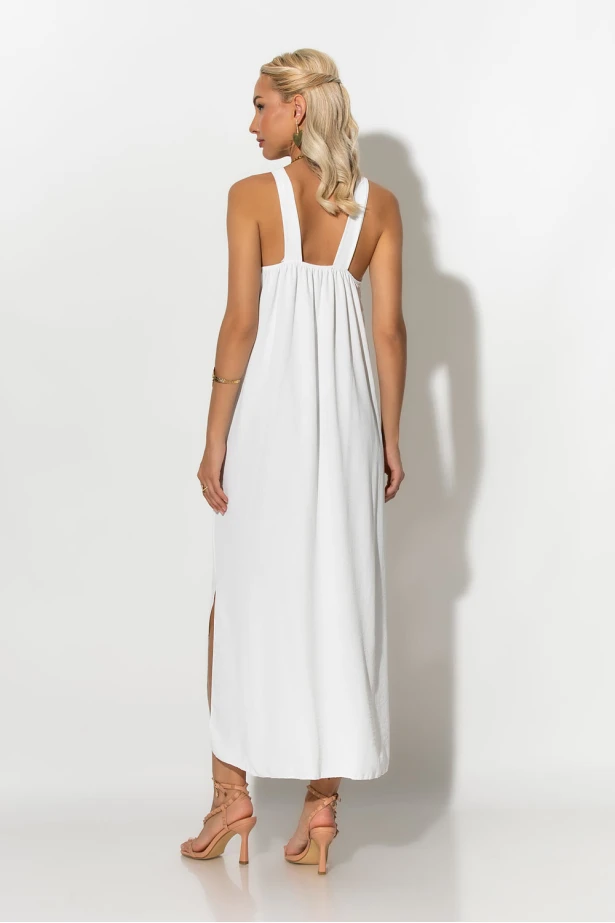 Μίντι φόρεμα knot halter neck λευκό Μίντι φόρεμα knot halter neck λευκό