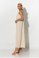 Μίντι φόρεμα knot halter neck μπεζ Μίντι φόρεμα knot halter neck μπεζ