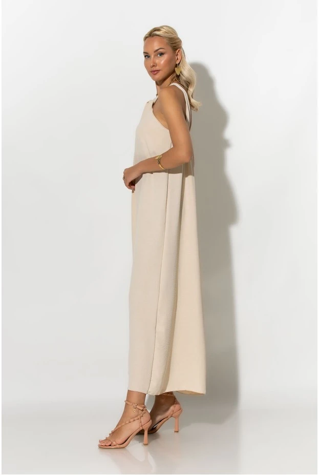 Μίντι φόρεμα knot halter neck μπεζ