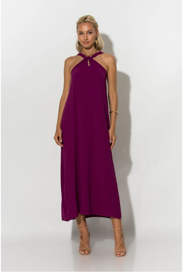 Μίντι φόρεμα knot halter neck μωβ