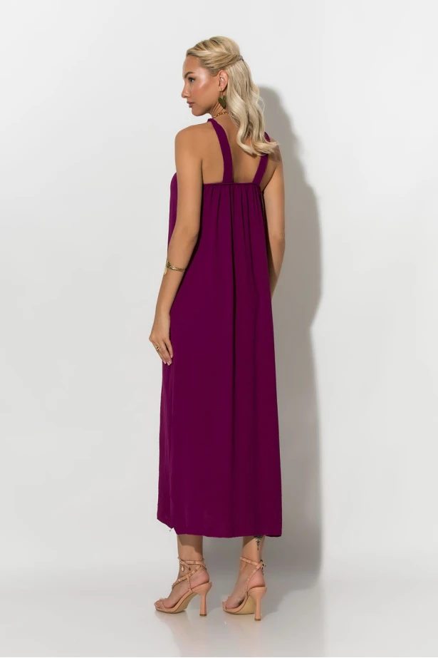 Μίντι φόρεμα knot halter neck μωβ Μίντι φόρεμα knot halter neck μωβ