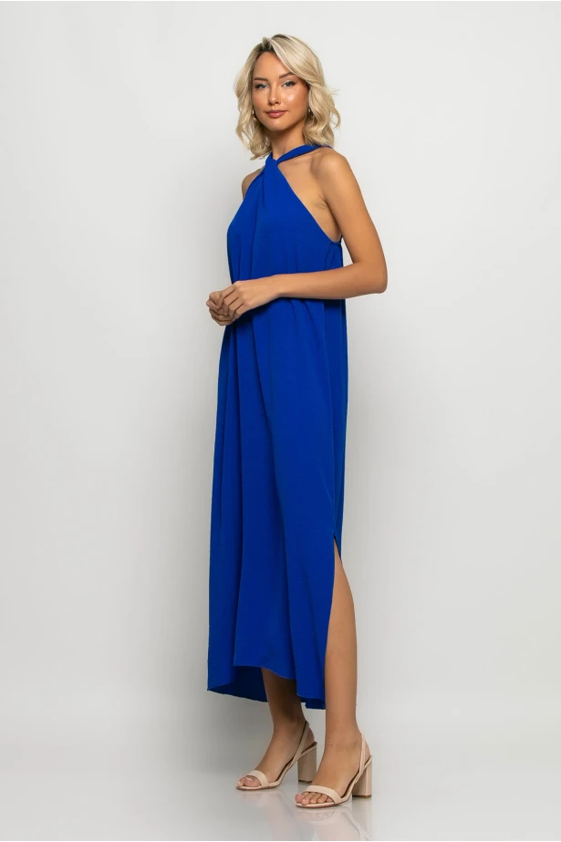 Μίντι φόρεμα knot halter neck ρουά Μίντι φόρεμα knot halter neck ρουά