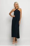 Μίντι φόρεμα knot halter neck μπλε navy