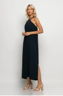 Μίντι φόρεμα knot halter neck μπλε navy