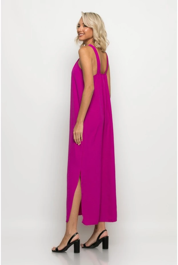 Μίντι φόρεμα knot halter neck ματζέντα