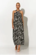Μίντι φόρεμα knot halter neck zebra μαύρο Μίντι φόρεμα knot halter neck zebra μαύρο