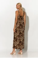 Μίντι φόρεμα knot halter neck λεοπάρ μπεζ σκούρο Μίντι φόρεμα knot halter neck λεοπάρ μπεζ σκούρο