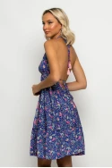 Μίνι φόρεμα floral τύπου σατέν με ανοιχτή πλάτη μπλε-ροζ