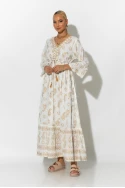 Boho φόρεμα κυπούρ με παγιέτα στην λαιμόκοψη μπεζ 