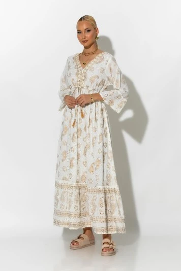 Boho φόρεμα κυπούρ με παγιέτα στην λαιμόκοψη βεραμάν