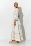 Boho φόρεμα κυπούρ με παγιέτα στην λαιμόκοψη μπεζ 