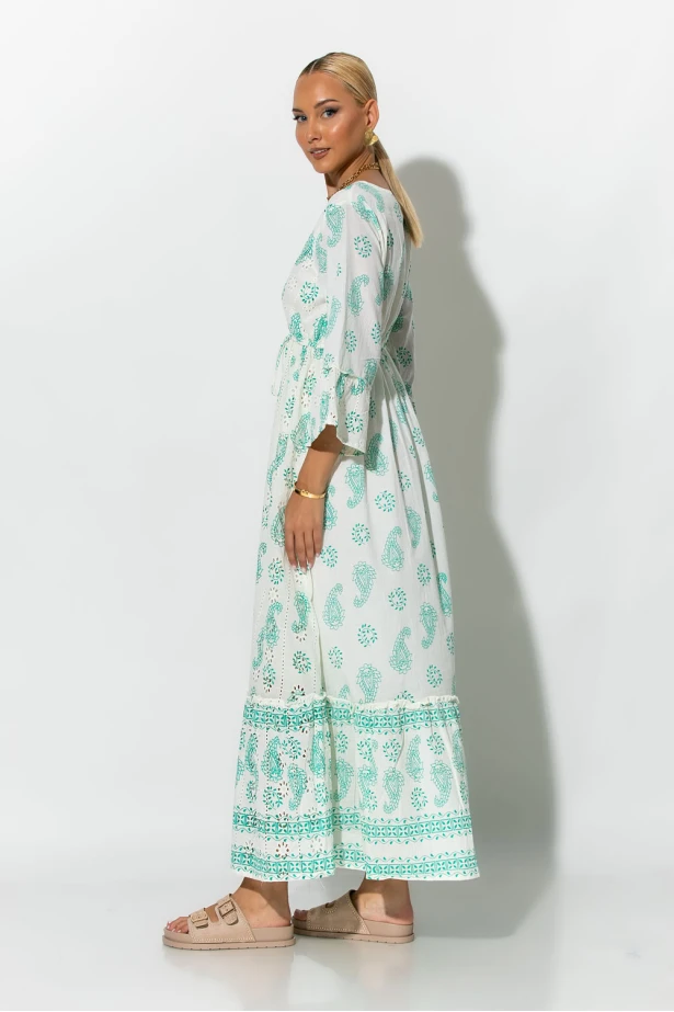 Boho φόρεμα κυπούρ με παγιέτα στην λαιμόκοψη βεραμάν Boho φόρεμα κυπούρ με παγιέτα στην λαιμόκοψη βεραμάν