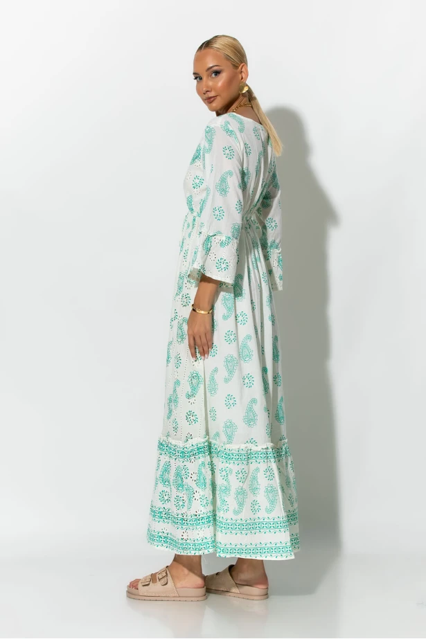 Boho φόρεμα κυπούρ με παγιέτα στην λαιμόκοψη βεραμάν Boho φόρεμα κυπούρ με παγιέτα στην λαιμόκοψη βεραμάν
