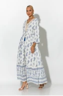 Boho φόρεμα κυπούρ με παγιέτα στην λαιμόκοψη μπλε Boho φόρεμα κυπούρ με παγιέτα στην λαιμόκοψη μπλε