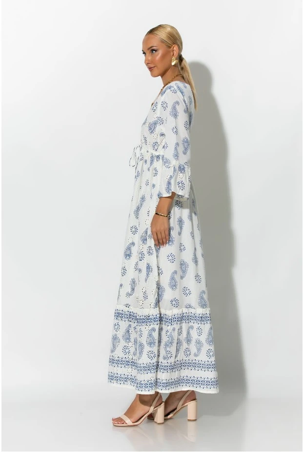 Boho φόρεμα κυπούρ με παγιέτα στην λαιμόκοψη μπλε