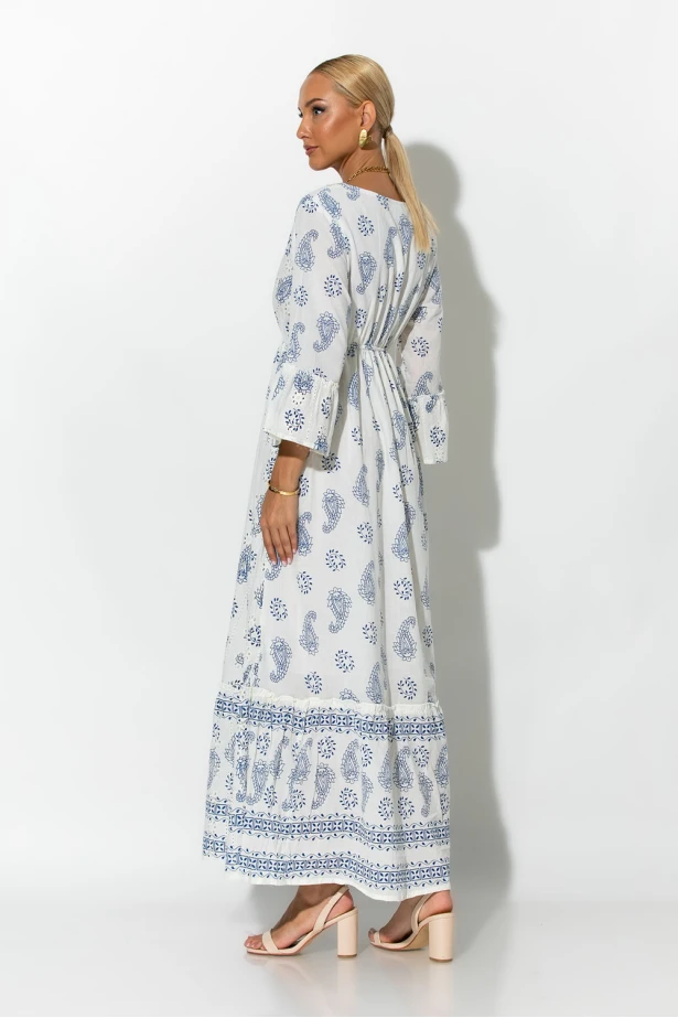 Boho φόρεμα κυπούρ με παγιέτα στην λαιμόκοψη μπλε Boho φόρεμα κυπούρ με παγιέτα στην λαιμόκοψη μπλε