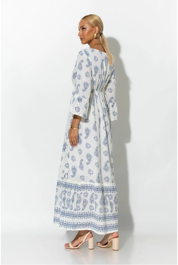 Boho φόρεμα κυπούρ με παγιέτα στην λαιμόκοψη μπλε