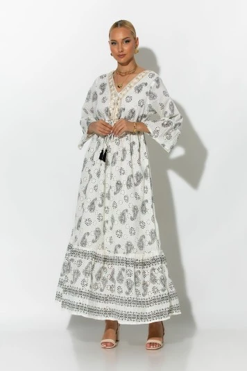 Boho φόρεμα κυπούρ με παγιέτα στην λαιμόκοψη βεραμάν