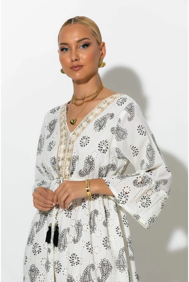 Boho φόρεμα κυπούρ με παγιέτα στην λαιμόκοψη μαύρο