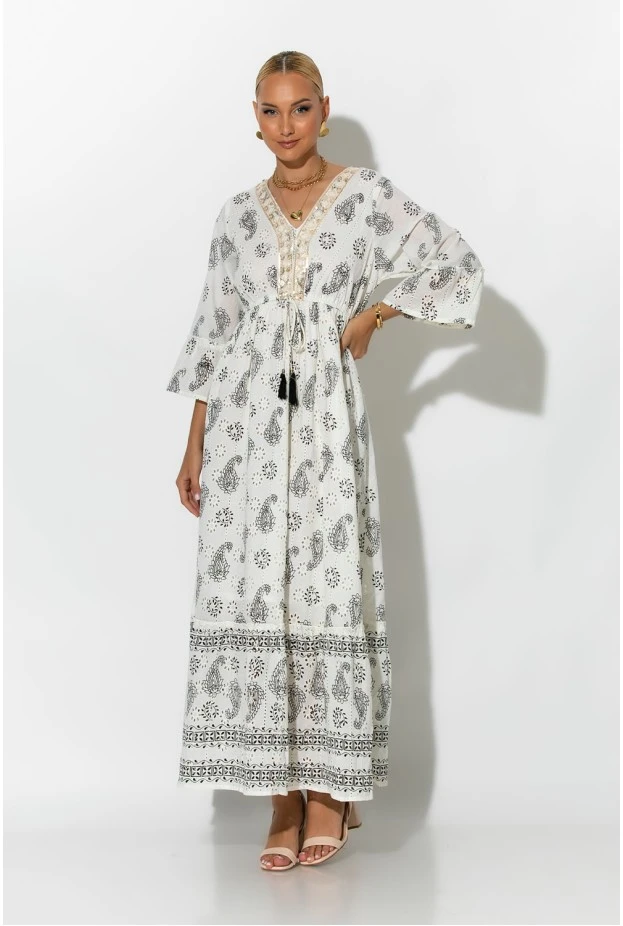 Boho φόρεμα κυπούρ με παγιέτα στην λαιμόκοψη μαύρο