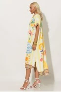 Φόρεμα-πουκαμίσα oversized με print dolce vita κίτρινο