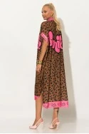 Φόρεμα-πουκαμίσα oversized leopard με print smile καφέ