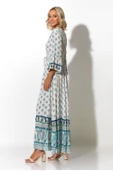 Μάξι φόρεμα boho με τρουακάρ μανίκια σιέλ Μάξι φόρεμα boho με τρουακάρ μανίκια σιέλ