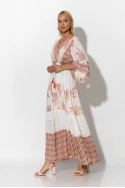 Μάξι φόρεμα floral με κυπούρ λεπρομέρειες πορτοκαλί