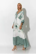 Μάξι φόρεμα floral με κυπούρ λεπρομέρειες πράσινο Μάξι φόρεμα floral με κυπούρ λεπρομέρειες πράσινο