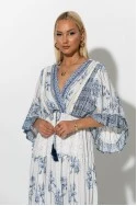 Μάξι φόρεμα floral με κυπούρ λεπρομέρειες μπλε