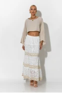 Boho maxi φούστα με δαντέλα λευκό