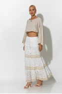 Boho maxi φούστα με δαντέλα λευκό