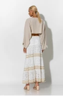 Boho maxi φούστα με δαντέλα λευκό