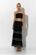 Boho maxi φούστα με δαντέλα μαύρο