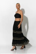 Boho maxi φούστα με δαντέλα μαύρο