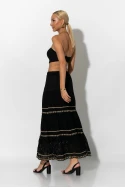 Boho maxi φούστα με δαντέλα μαύρο