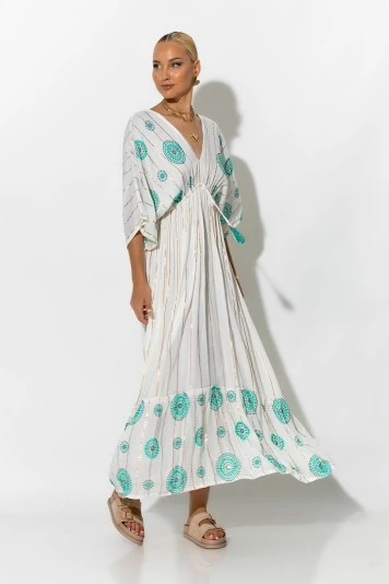 Φόρεμα boho με μανίκια νυχτερίδα κόκκινο