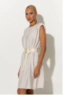 Μίνι φόρεμα μέ βάτες και ζώνη zipper μπεζ Μίνι φόρεμα μέ βάτες και ζώνη zipper μπεζ