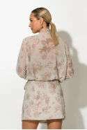 Floral πουκαμίσα με γραβάτα μπεζ Floral πουκαμίσα με γραβάτα μπεζ
