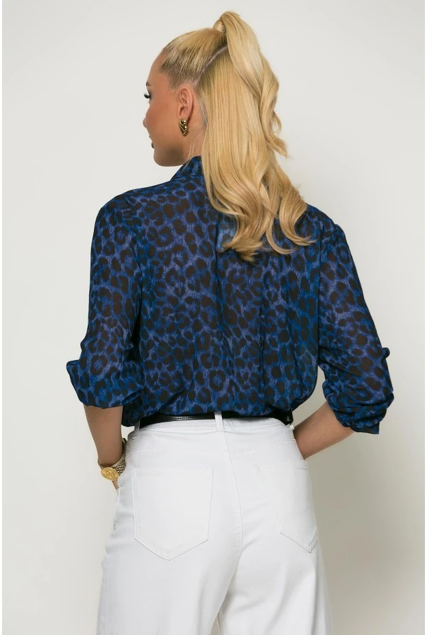Leopard print πουκάμισο μπλε