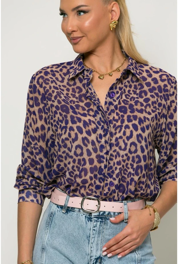 Leopard print πουκάμισο μωβ