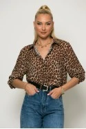 Leopard print πουκάμισο μπεζ