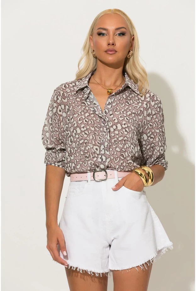 Leopard print πουκάμισο καφέ