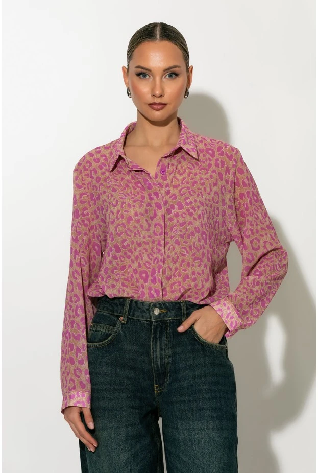 Leopard print πουκάμισο φούξια